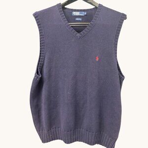Polo By Ralph Lauren Sweater Vest Navy Blue Red Pony Size XL